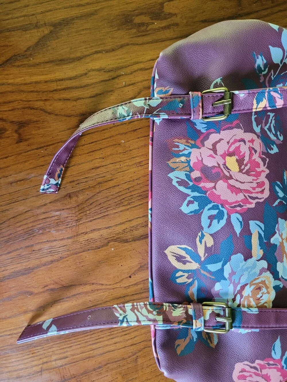 Matilda Jane Moments With You Plum Perfect Floral Faux Leather Backpack NWOT